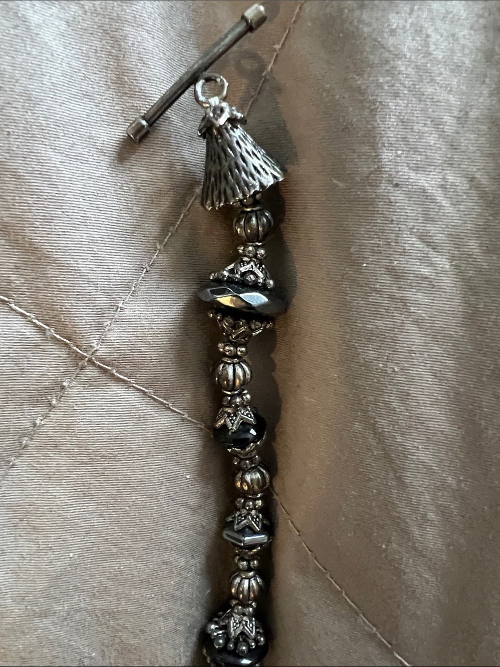 Silver and Black Beaded Necklace - Women Jewelry - Picture 6 of 6